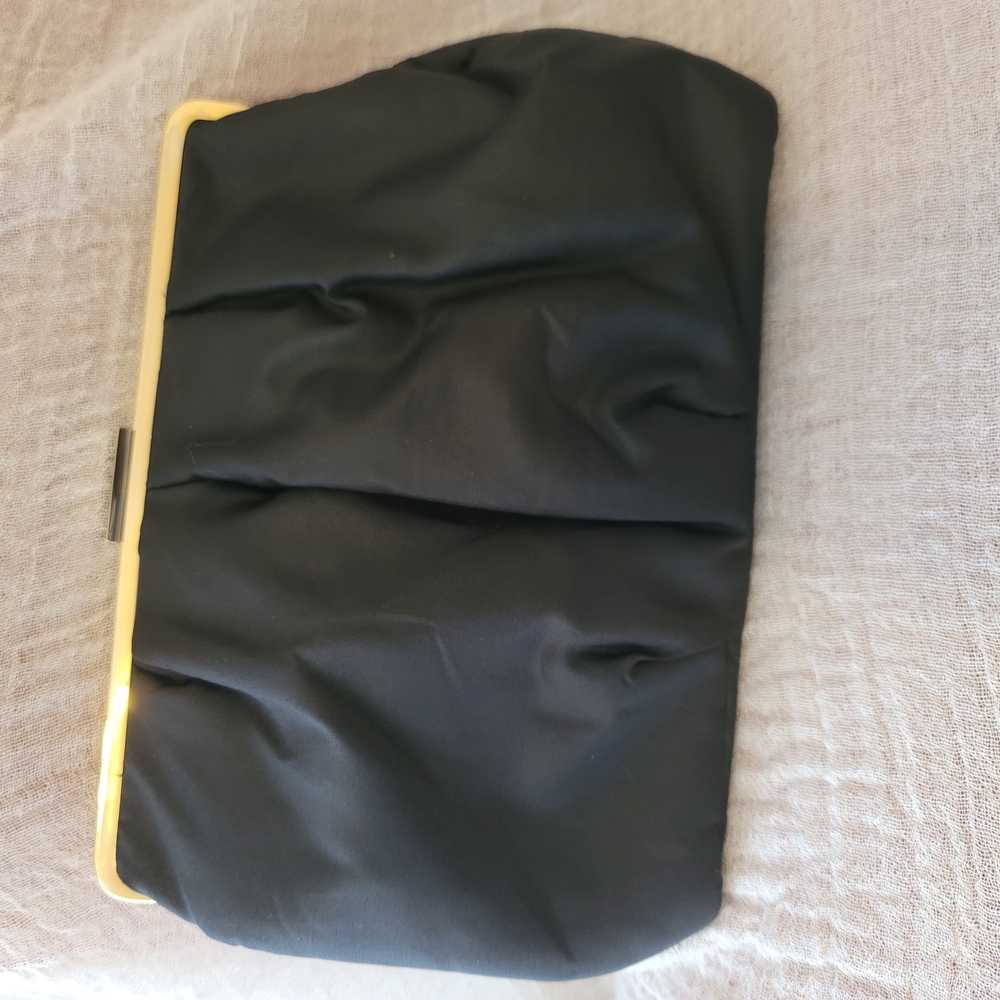 BVlgari Elegant Black Clutch with Gold Trim